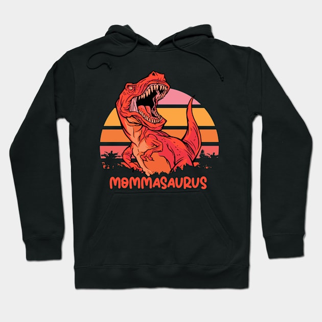 Mommasaurus T Rex Dinosaur Mama Saurus Family Matching Hoodie by Vixel Art